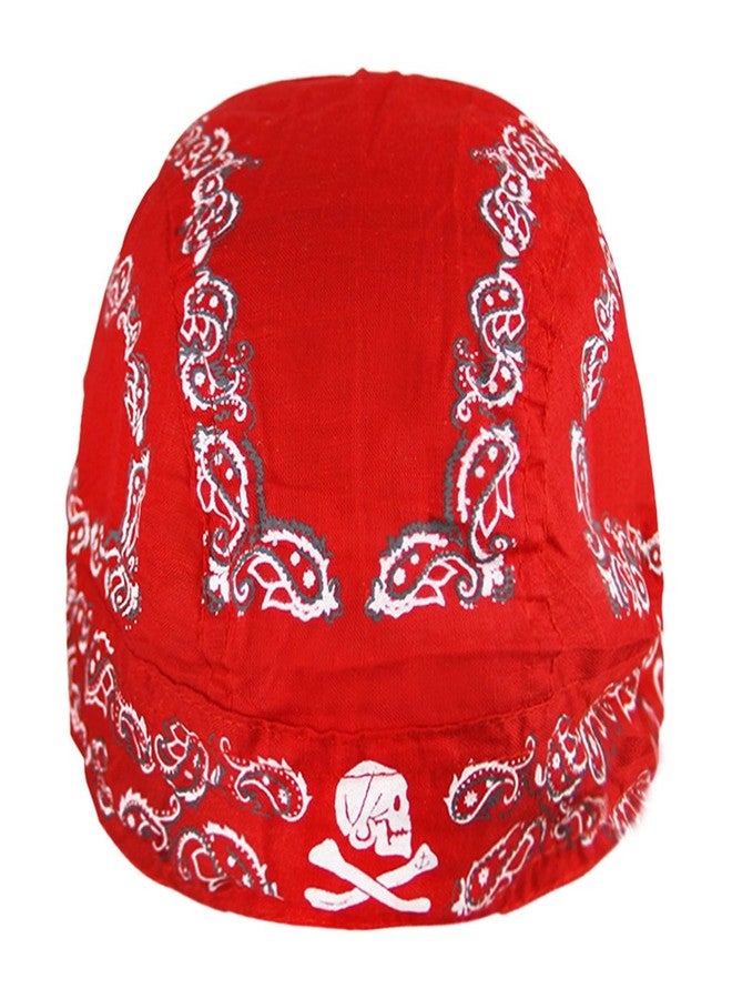 RUIXIB Skull Cap Cycling Helmet Liner Head Wrap Scarf Pirate Hat Bandana Running Beanie Red - Image 3